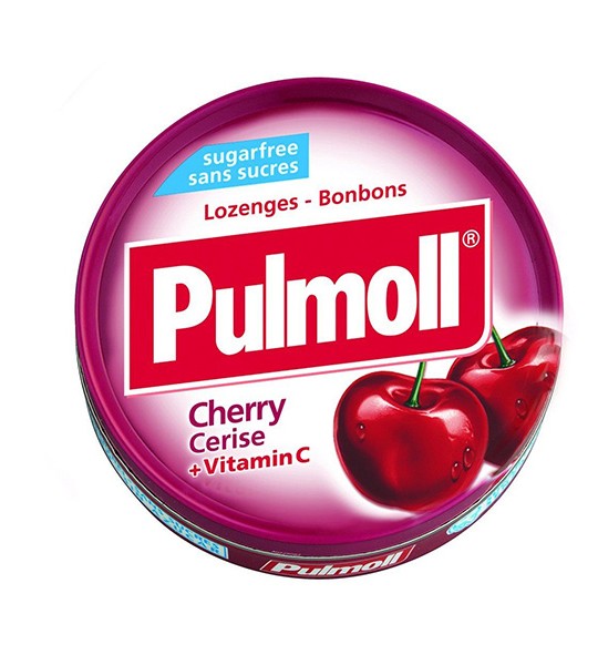 Kẹo ngậm ho không đường vị cherry Pulmoll Cherry Cerise + Vitamin C 45g