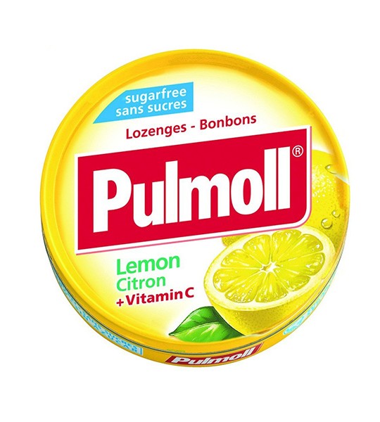 Kẹo ngậm ho không đường vị chanh Pulmoll Lemon Citron + Vitamin C 45g