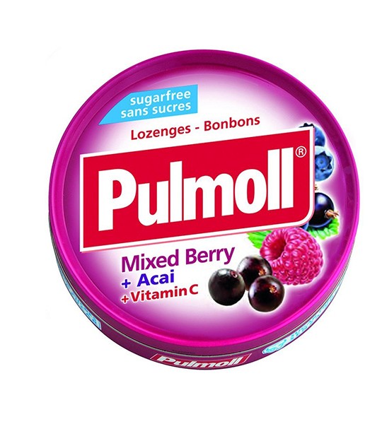 Kẹo ngậm ho không đường vị quả mọng Pulmoll Mixed Berry + Acai + Vitamin C 45g